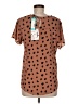 41Hawthorn Polka Dots Brown Short Sleeve Blouse Size M - photo 2