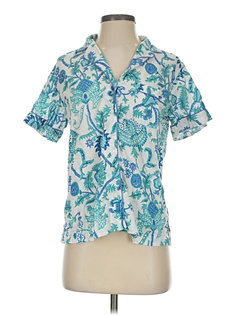 Pre-owned Roller Rabbit Short Sleeve Blouse In Blue