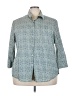 Foxcroft 100% Cotton Tweed Teal 3/4 Sleeve Button-Down Shirt Size 24W - photo 1
