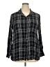 Old Navy 100% Rayon Plaid Black Long Sleeve Button-Down Shirt Size XXL - photo 1