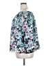 Boutique + 100% Polyester Floral Blue 3/4 Sleeve Blouse Size 2X Plus - photo 5