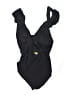 Joan Vass Solid Black One Piece Swimsuit Size L - photo 2