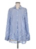 Max Studio 100% Rayon Stripes Blue Long Sleeve Button-Down Shirt Size M - photo 1