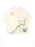 Zara Graphic Ivory Short Sleeve Button-Down Shirt Size 11 - 12 - photo 2
