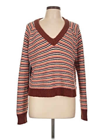 Madewell Arden V-Neck Crop Pullover Sweater in Stripe (view 1)