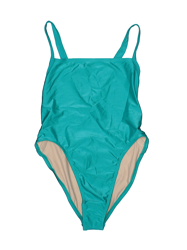 American Apparel Solid Teal One Piece Swimsuit Size L 64 Off Thredup