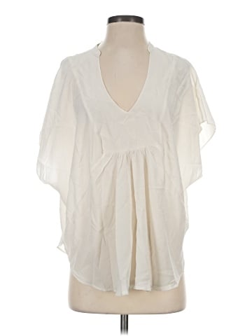 Tangerine Short Sleeve Silk Top (view 1)