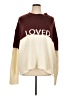 Peace Love World Color Block Burgundy Pullover Sweater Size XL - photo 1