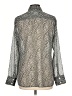 Worth New York 100% Polyester Chevron-herringbone Silver Long Sleeve Blouse Size 10 - photo 2