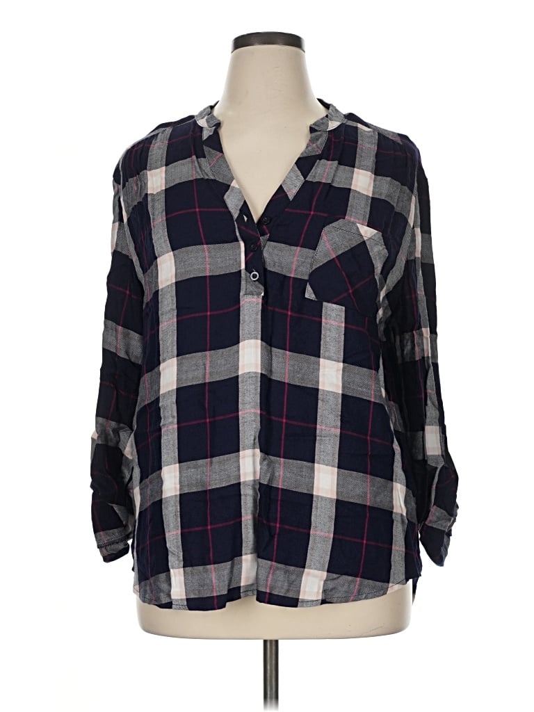 Pre-owned Nsr 3/4 Sleeve Button Down Shirt In Gray