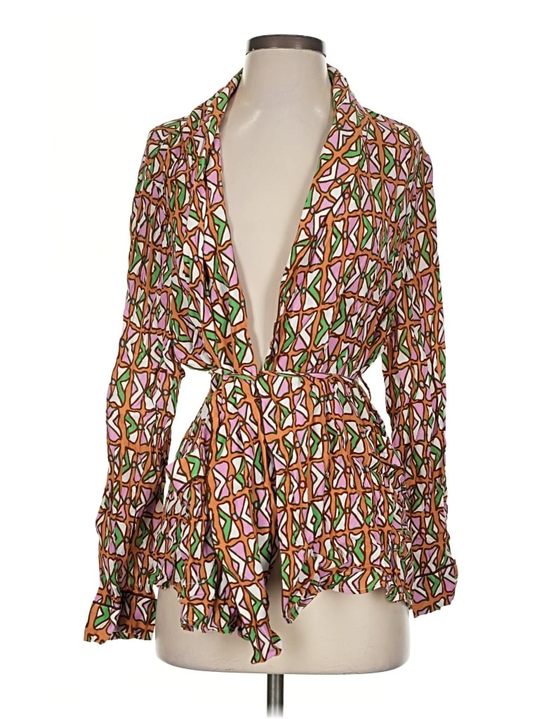 Pre-owned Assorted Brands Long Sleeve Blouse In Brown