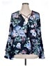 Charming Charlie 100% Polyester Blue Long Sleeve Blouse Size 1X - photo 1