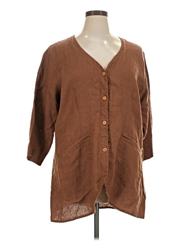 Flax 3/4 Sleeve Button-Down Shirt (view 1)