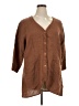 Flax 100% Linen Brown 3/4 Sleeve Button-Down Shirt Size 14 (L) - photo 1