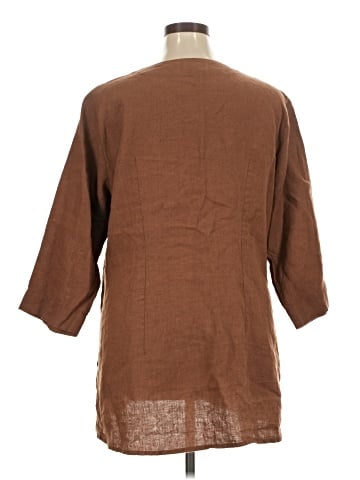 Flax 3/4 Sleeve Button-Down Shirt (view 2)