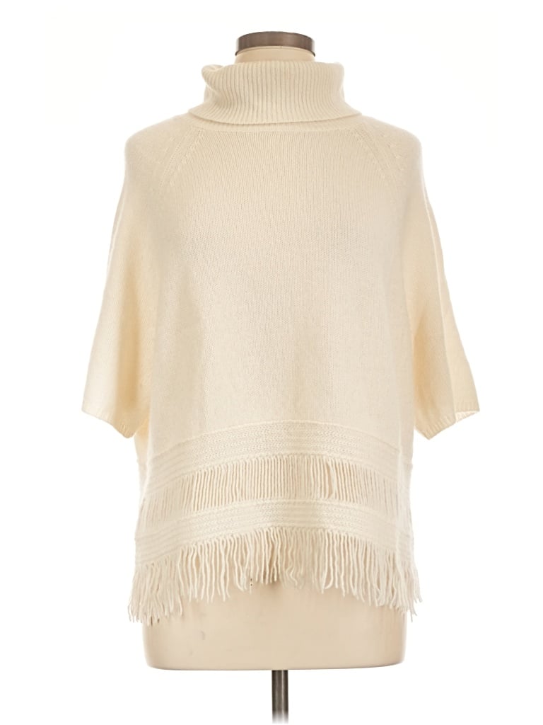 Pre-owned 360cashmere 3/4 Sleeve Top Ivory Turtleneck Tops