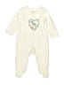 Unbranded Hearts Ivory Long Sleeve Onesie 0-3 MO / 3 MO - photo 1