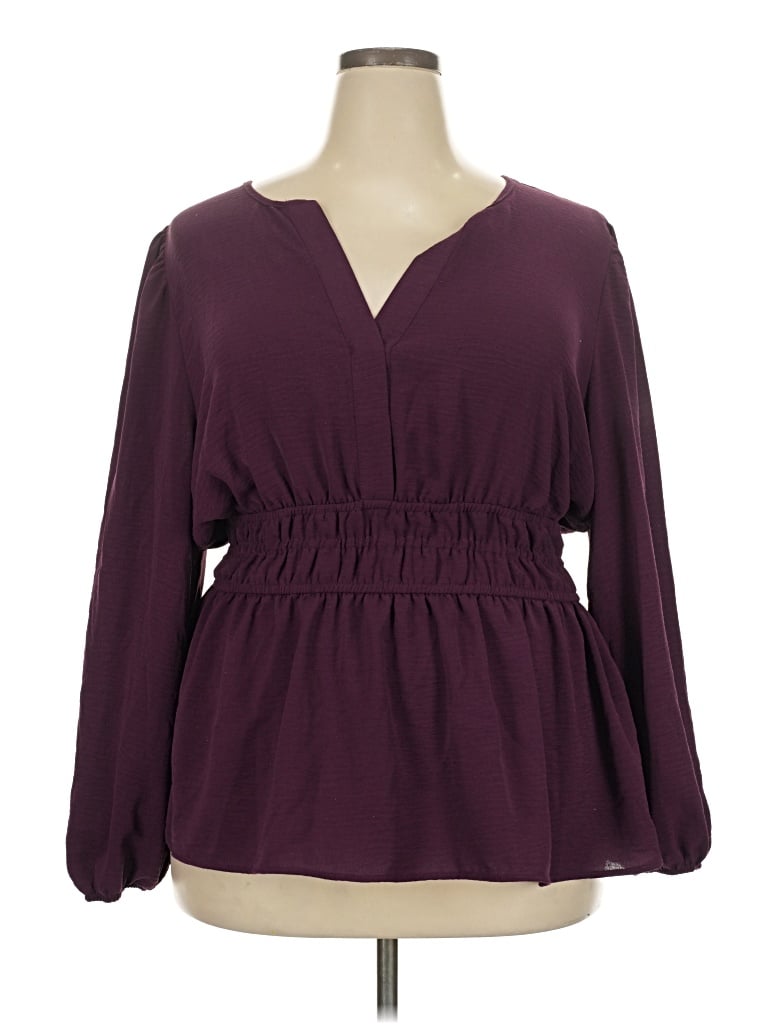 Pre-owned Torrid Long Sleeve Blouse In Burgundy