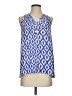 Lilly Pulitzer 100% Silk Aztec Or Tribal Print Checkered-gingham Graphic Tropical Blue Sleeveless Silk Top Size S - photo 1
