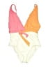 Sanctuary Color Block Ivory One Piece Swimsuit Size XL - photo 1