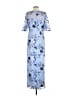 JS Collections 100% Polyester Floral Blue Casual Dress Size 8 - photo 2