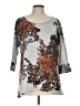 One World Floral Gray 3/4 Sleeve T-Shirt Size L - photo 1