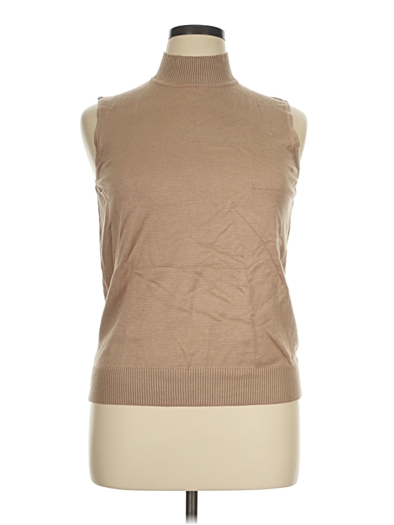 Pre-owned Unbranded Sleeveless Top Tan Turtleneck Tops