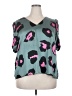 Adrienne 100% Polyester Teal Short Sleeve Blouse Size 2X - photo 1