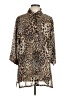 Virgo 100% Polyester Animal Print Brown 3/4 Sleeve Blouse Size 12 - photo 1