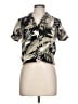 Volcom 100% Viscose Tropical Black Short Sleeve Blouse Size 10 - photo 1