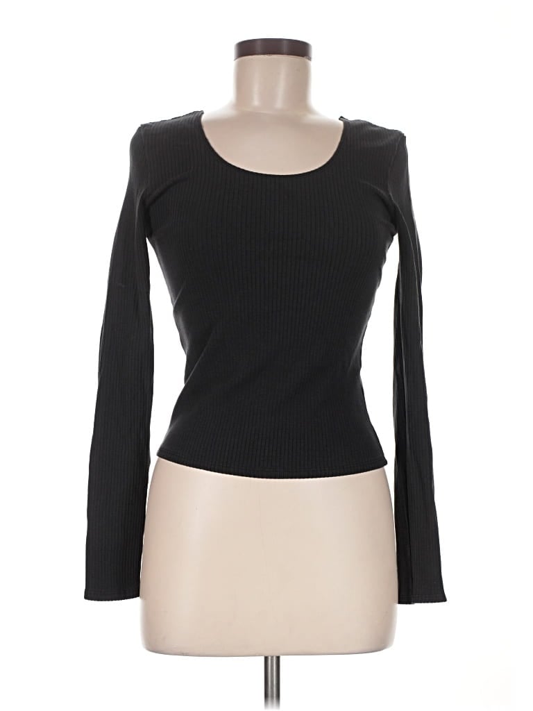 Pre-owned Pact Long Sleeve Top Black Scoop Neck Tops