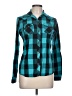 Delia's Plaid Teal Long Sleeve Button-Down Shirt Size L - photo 1