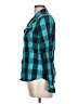 Delia's Plaid Teal Long Sleeve Button-Down Shirt Size L - photo 5