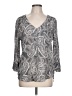Fred David Paisley Gray 3/4 Sleeve Blouse Size L - photo 1