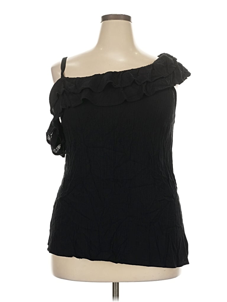 Pre-owned City Chic Sleeveless Blouse In Black