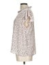 CeCe 100% Polyester Floral Ivory Short Sleeve Blouse Size L - photo 5