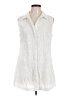 Dennis by Dennis Basso Ivory Sleeveless Button-Down Shirt Size 12 - photo 1