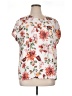 Halogen 100% Polyester Floral White Short Sleeve Blouse Size XL - photo 1