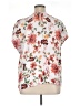 Halogen 100% Polyester Floral White Short Sleeve Blouse Size XL - photo 2