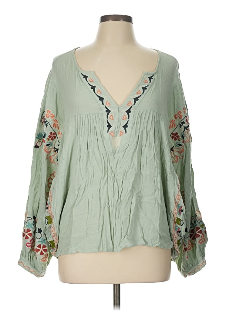 Pre-owned Easel 3/4 Sleeve Blouse In Green