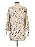 Papermoon 100% Polyester Animal Print Ivory Long Sleeve Blouse Size L - photo 2