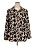 Investments 100% Polyester Animal Print Brown Long Sleeve Blouse Size 2X - photo 1