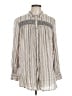 Floreat 100% Rayon Stripes Silver Long Sleeve Blouse Size L - photo 1