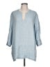 Lands' End 100% Linen Blue 3/4 Sleeve Blouse Size L (petite) - photo 1
