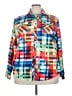 Unbranded 100% Polyester Color Block Blue Long Sleeve Blouse Size 4XL - photo 1