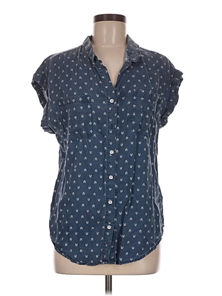 Pre-owned Jachs Girlfriend Short Sleeve Blouse In Blue