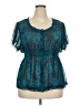 Torrid 100% Polyester Teal Short Sleeve Blouse Size 2X Plus (2) - photo 1
