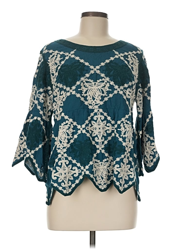 Pre-owned Kindred 3/4 Sleeve Blouse In Teal