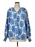 Entro 100% Polyester Blue Long Sleeve Blouse Size XL - photo 1