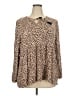 wonderly Animal Print Brown Long Sleeve Blouse Size 3X - photo 1